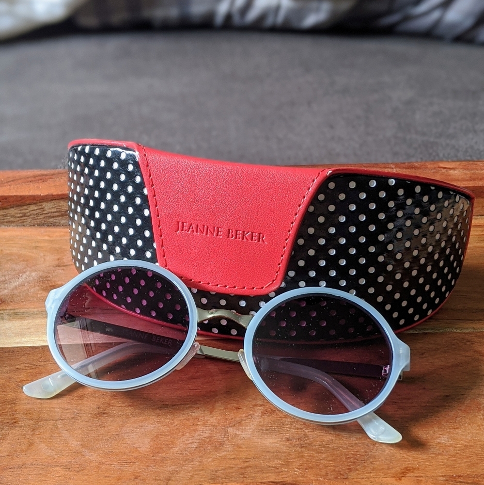 Jeanne Beker Round Sunglasses Light Blue